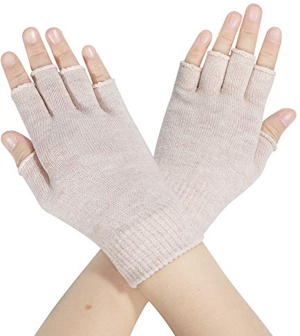 ZLYC Mujer Invierno Guantes Lana Tejer de Sin Dedos Cálido Guantes(Sólido Beige),Talla única