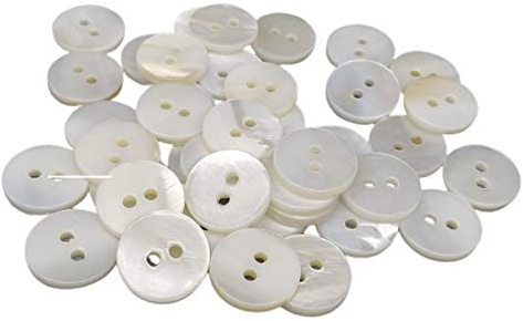 BOTIBOTON - 50 Nacar Naturmuschelknöpfe (Fluss) - Nähzubehör - Made in and Sent from SPAIN - Made in SPAIN - 15 mm