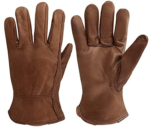 OLSON DEEPAK Arbeitshandschuhe aus Leder für Fahrer/Motorrad/Reiten/Hofarbeit/Farm-Weich und perfekte Passform für Herren und Damen (Retro, M)