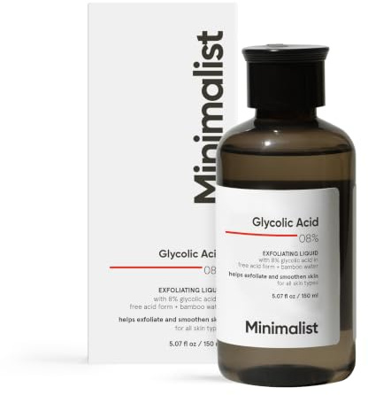 Minimalist 8% Glycolic Acid Toner for Glowing Skin | Multi-Functional Exfoliating Toner with Bamboo Water for Body, Face, Underarms & Scalp | For Women & Men | 5 Fl Oz / 150 ml