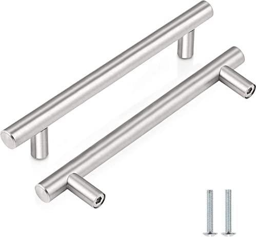 CCHONG 2 Pack Kitchen Cupboard Handles Stainless Steel Kitchen Door Handles Brushed Cabinet Handles Wardrobe Drawer (2 Pack Silver, Hole Centre 96mm)