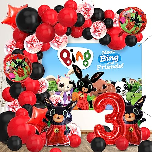 70 Pezzi Bing Compleanno 3 Anni, Bing Palloncino, Bing Palloncini Compleanno, Bing Striscione Compleanno, Bing Per Decorazioni per Feste a Tema Forniture