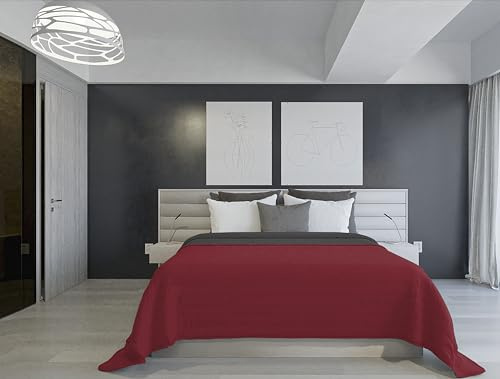 PIUMINO ESTIVO IGNIFUGO BICOLORE SAIA, Bordeaux/Grigio Scuro 260 x 270 cm
