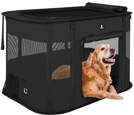 X-ZONE PET Dog Playpen, Puppy Cat Play Pen Portable Foldable Indoor/Outdoor Tent Crate Cage, Portable Pet Crate Medium Size Black 33