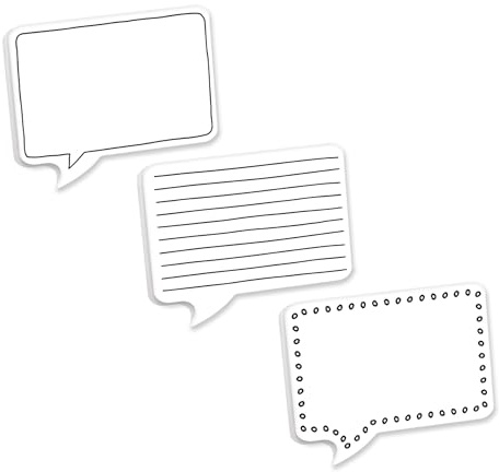 Gotcha Covered Notebooks Speech Bubble Shaped Sticky Note Pad Assortment / 6.5 x 5 Modern Sticky Notes/Set Of Three Black Line Sticky Note Pad Designs/Made In USA