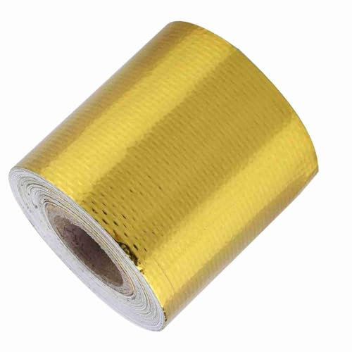 Aluminum Foil Adhesive Tape, 5m * 5cm Car Heat Shield Tape Reflective Heat Shield Wrap Tape (Gold 5M*5Cm)