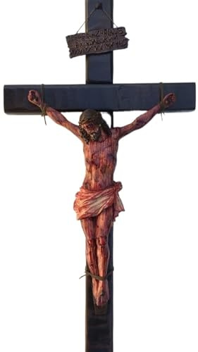 SOKTDO Crucifijo Realista Hecho a Mano Crucifijo Realista Herida for meditación Cruz de Pared Crucifijo de pasión Santa Cruz de pasión for decoración de Pared
