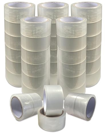 JeeJaan® 36 Rolls of Clear Parcel Tape of 48mm x 66m Heavy Duty Plastic Packaging Tape for Shipping Cartons Box Packing Warehouse Moving House and Secure Parcel Sealing