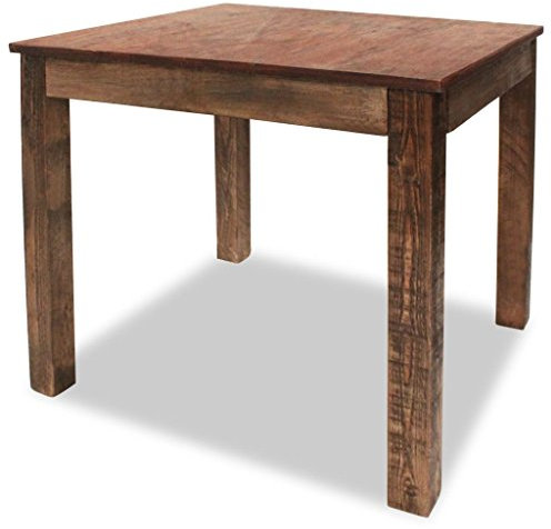 Homgoday Esstisch aus antikem Massivholz, 82 x 80 x 76 cm, Gartentisch, Küchentisch, Gartentisch