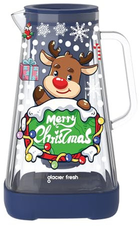 GLACIER FRESH Glas Wasserfilter-Kanne | 2,5 L | 1x Aktivkohle + 1x Ultrafiltration Filter | Reduziert Chlor, Fluorid, Kalkablagerungen, Schwermetalle wie Blei, Kupfer | Blau