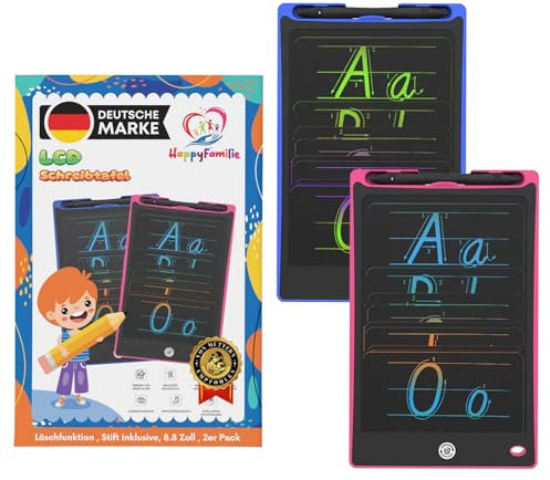 LCD-Schreibtafel für Kinder – 2er Pack, 8,5 Zoll – Zaubertafel zum Malen & Schreiben – wiederverwendbar, sicher, Reise-Spielzeug mit Lerneffekt ab 2 Jahre