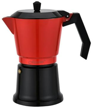 Feel Maestro MR-1657-9 Italienische Kaffeemaschine, Schwarz, Rot, Aluminium, 450 ml, 9 Tassen, Marke EAN: 4820268321510
