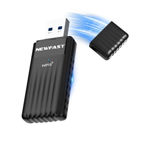 NEWFAST AX3000 USB WiFi 6 Dongle for PC Wireless Adapter USB 3.0 Dual-Band, WiFi Adapter Supports Windows 10/11, High Gain Built-in 5dBi Antennas, Low-Latency Gaming, WPA3, Built-in Driver