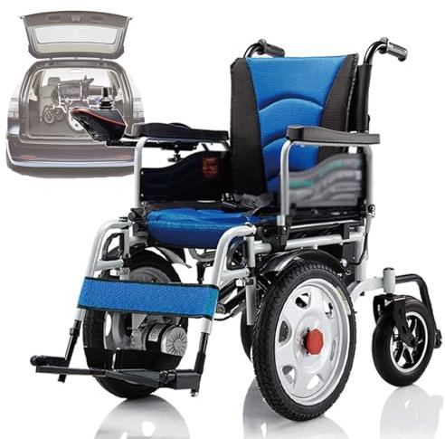 GHCCDAM Sedia a Rotelle Elettrica per Disabili, 20KM Carrozzina Elettrica Doppia Batteria per Anziani, Controllo Intelligente, con Poggiapiedi Regolabile, per Disabili 150KG