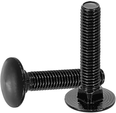 QUARKZMAN 5Pcs Bulloni A Testa Tonda Con Collo Quadrato, M8 x 40mm Acciaio Inossidabile 18-8 (304) Viti A Testa Tonda Con Collo Quadrato Bulloni Con Finitura Ossidata Nera - Nero