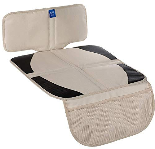 Funbliss Autositzschutz für Kindersitz, Dicke Polsterung, Autositz-Kick-Matte mit Organizer-Taschen, wasserdichtes 600D-Gewebe, Fahrzeug-Hundeabdeckung für SUV, Limousine, Ledersitze