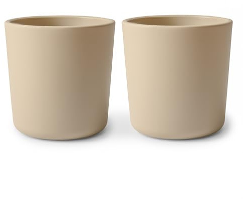 Mushie Dinnerware Cups for Kids | Tableware Cups | 1x Set of 2 Cups | Reuseable | Dishwasher- and Microwave Safe | Easy for Child to Hold | Made in Denmark (Vanilla)