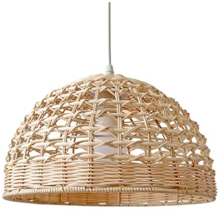 LOVIVER Rattan Lampenschirm Kreative Hängelampe Lampenschirm Moderner Rattan Korb Kronleuchter Lampenschirm Lampenschirm für Esszimmer Schlafzimmer