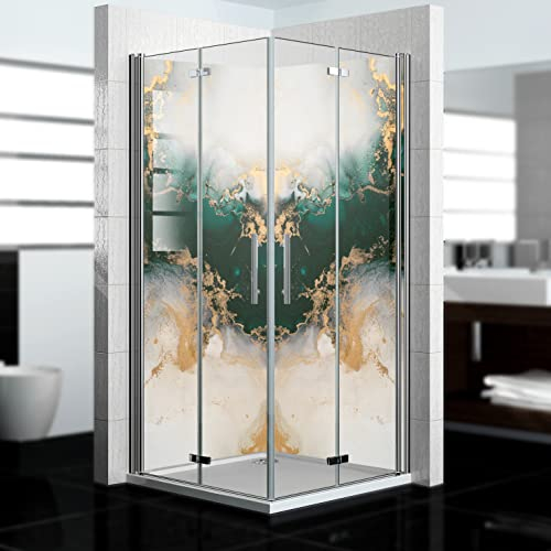 dedeco Eck-Duschrückwand wasserfest Motiv: Marmor V15, 2 x 90x200 cm, als Badrückwand zum Fliesenersatz, als Dekorwand, Wandverkleidung und Duschplatte aus Aluminium - Made in Germany