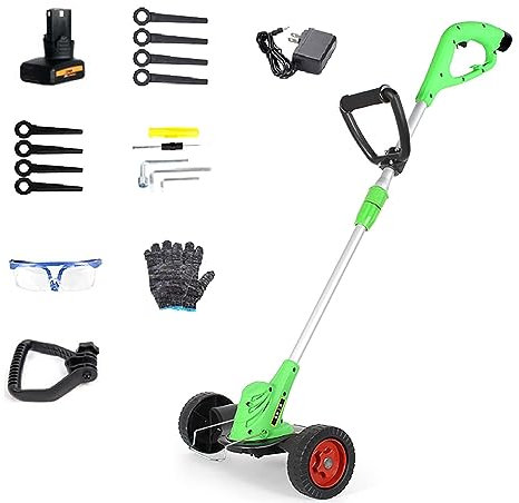 HYQHYX tosaerba batteria forbici erba a batteria Tosaerba Elettrico, Tosaerba Multifunzione 2 in 1 Batteria Rimovibile Orientabile 180° Lunghezza Regolabile