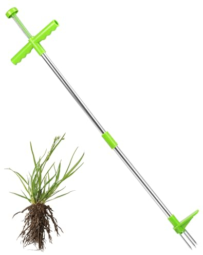 QWORK® Gardening Weed Remover tool, 39/100cm Twist Weed Puller Extractor with 3 Claws and Laboursaving Pedal for Efficient Gardening