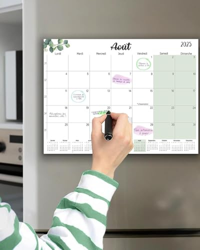 Calendrier Magnetique Frigo 2025 2026 (18 Mois) 32 * 22CM, Calendrier Familial Jan.2025 - Juin.2026, Calendrier de l'Avent Organisateur Planning, Bureau et Maison, Planificateur mensuel