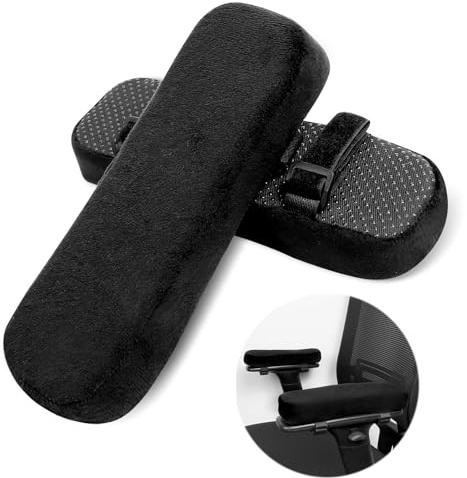 Qaestuan Set av 2 ergonomiska armstödskuddar med memory foam, för kontorsstol, spelstol, rullstol (svart)