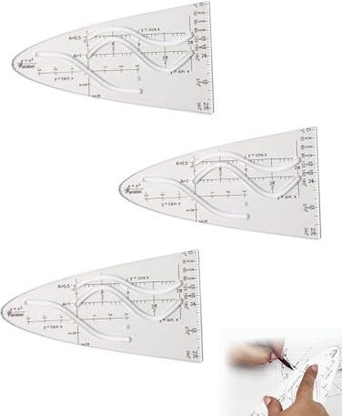 KGDUYC 3 Stück Parabelschablone Mathe, Kurvenschablone, Parabellineal, Parabelzeichenschablone, geometrische Kurvenschablone Lineal für Studenten, Büro, Designer Zeichnung, Kosinustangenten