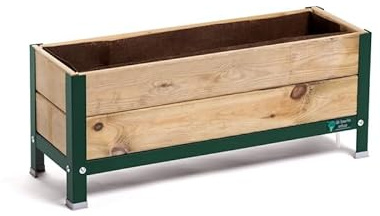 MI HUERTO URBAN Jardinera Arriate de Madera con Bandeja | Verde 90x30x38cm