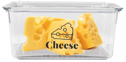 Boîte à Fromage Pour Frigo,Anti Odeur Boîte de Rangement de Avec Couvercle - Pour les Morceaux et les Tranches de Fromage Cuisine,Sans BPA,Bac à légumes Avec Fonction d'égouttage 23*15*10cm - Blanc