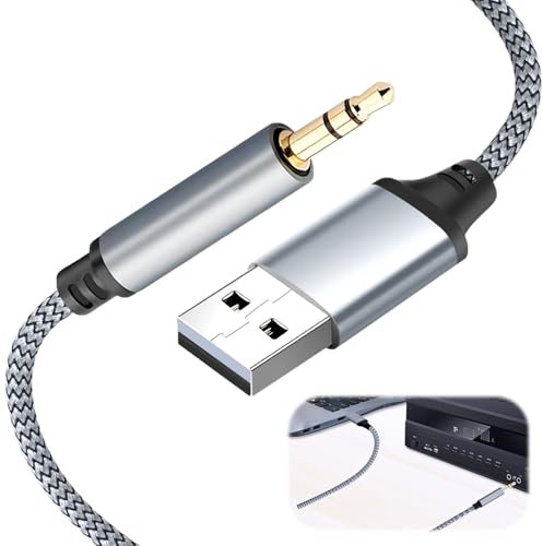 Câble Audio USB vers Jack 3,5 mm 1M, Compatible uniquement Ordinateur vers Écouteurs et Haut-parleurs – [ Unidirectionnel USB ➝ Jack, Non Inversé, Non Rechargeable] – Pas pour TV/Voiture/MP3