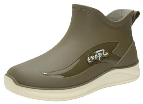 Stivali di gomma da donna con gambo largo, antiscivolo, impermeabili, alla caviglia, comodi stivali da giardino per il lavoro all'aperto, resistenti all'usura, stivali da pioggia alla moda, verde, 38