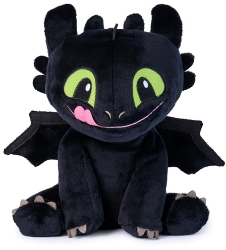 DreamWorks Dragons How to Train Your Dragon, Cuddly Toothless Plush Toy, Stuffed Animal, Movie Merch, Kids Toys, Ages 3 and Up, 10”