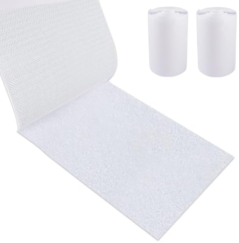 Industriellt kardborrband, självhäftande, vitt, 10 cm x 1,5 m, tunglast, kardborreband, bred, vit, lim, kardborreband med fluffigt band och krokband, för fasta soffkuddar, matta