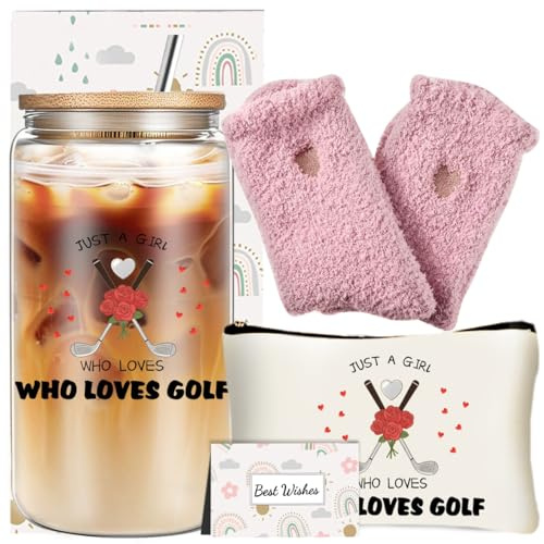 Golf Gifts for Women, Cool Golf Love Gift Set for Golfers Coaches Players, Christmas Birthday Presents with Ice Coffee Cup Sport Party Favor