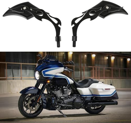 DREAMIZER Espejos Retrovisores Rotación de 360° ​​con M8 M10, Universales Mini Retrovisores Moto Compatibles con Harley Touring Softail Sportster CVO y más