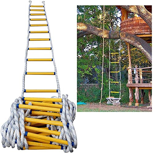 Escalera de escape de incendios de 420 kg de capacidad, escalera de cuerda de emergencia reutilizable para rescate de bomberos y trabajo aéreo, escalera de seguridad compacta y ligera e ignífuga