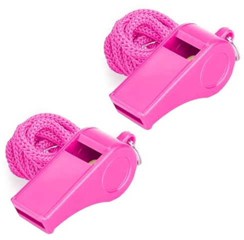 Zolventiq Pink Whistle, 2 Packs Whistle for Referee, Plastic Coach Whistles with Lanyard, Loud Clear Crisp Referee Whistle, Emergency Whistle for Teacher Polices Officers Sport Training Lifeguard