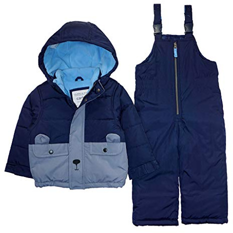 Carter's Boys' Heavyweight 2-Piece Skisuit Snowsuit (Navy Bear, 12 Months)
