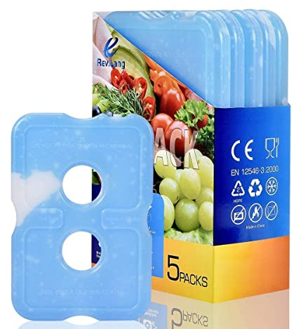 Paquete de hielo frío reutilizable de ladrillo de larga duración frío delgado congelador paquete enfriador para cajas de almuerzo bolsa de soda enlatada cerveza camping (200 g, juego de 5)