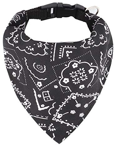 Chiens de Mode Bandana Foulards Ajustable pour Chiot Petit Chien Chat (L, Noir)