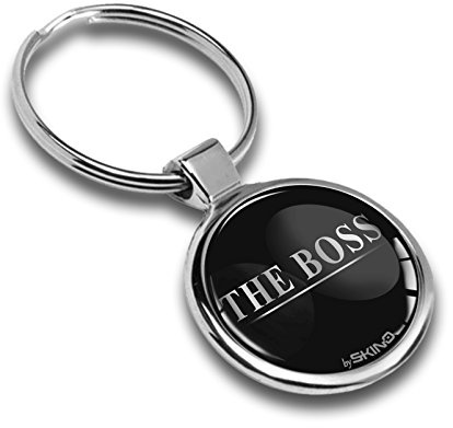 SkinoEu® Schlüsselanhänger Metall Keyring Autoschlüssel mit Geschenkbox Geschenk Metall-Schlüsselanhänger Schlüsselbund Edelstahl Boss Silber Emblem KK 174 Z*