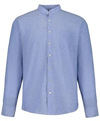 JP 1880 Camisa para Hombre de Tallas Grandes Tallas Grandes para Hombre de la L-8XL, Manga Larga, Mezcla de Lino, Cuello Alto, Corte Moderno 790394, Azul grisáceo, 7XL