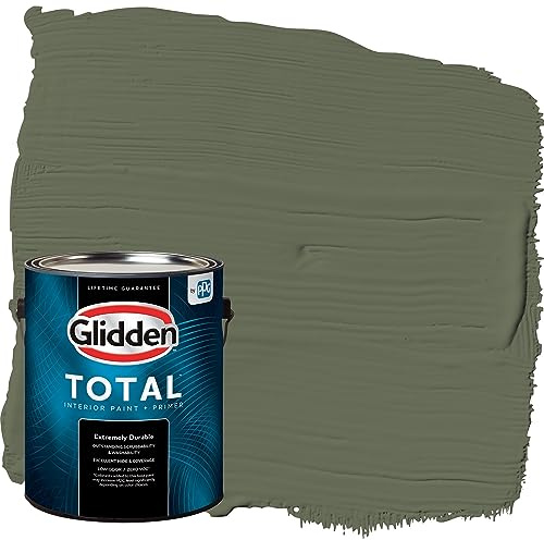 Glidden Total Interior Wall Paint & Primer All-in-One, All About Olive/Green, Semi-Gloss, 1 Gallon