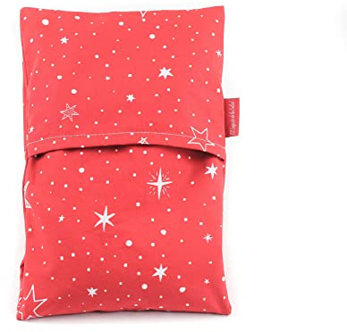 Thermal Seed Bag for Microwave | Helps to Relieve Muscle Pains Thanks to Dry Heat | Washable Cover 100% Cotton Red Christmas (50 x 15 cm, Lavender Scent)