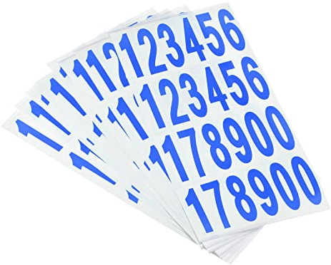 sourcing map Buzón Números Pegatina Etiqueta Número Auto Adhesivo PVC Vinilo Etiqueta Azul 76x25mm para Buzones Señales, Paquete de 10