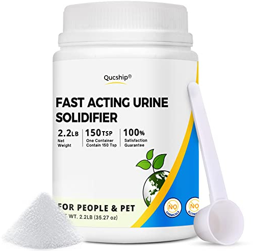 Qucship 2.2LB Urine Super Absorbent with Spoon, Toilet Gel Powder for Portable Bedpans, Eco Gel Camping Toilet Chemicals, Sodium Polyacrylate Solidifier for Pet Loo, Urinal Deodorizer