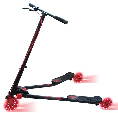 BIPATTINO - MONOPATTINO LUMINOSO NEON 3 RUOTE - SKATEBOARD - SKATE (ROSSO)