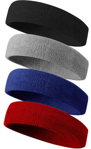 Tanluhu Sweatbands Sport Headbands for Men & Women,Terry Cloth Sweat Band for Tennis, Running, Basketball, Working Out, Exercise- Athletic Sweat Cotton Headband Outdoor