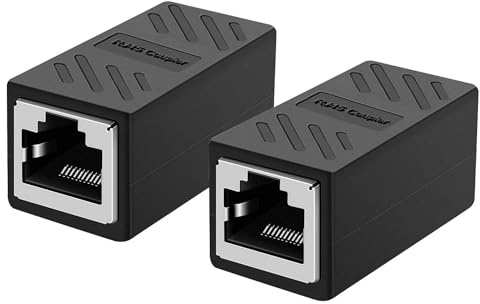 Ethernet Cable Connector (2 Pack), RJ45 Connector, LAN cable Adapter, RJ45 Coupler, Powerline Network Adapter, Ethernet Female to Female Joiner, WiFi Extender link USB Socket Switch for speed internet